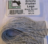 Grizzly Flytter Legs black barred white Hareline